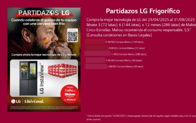 Compra un frigorífico LG y llévate hasta 12 meses de Mahou Cinco Estrellas
