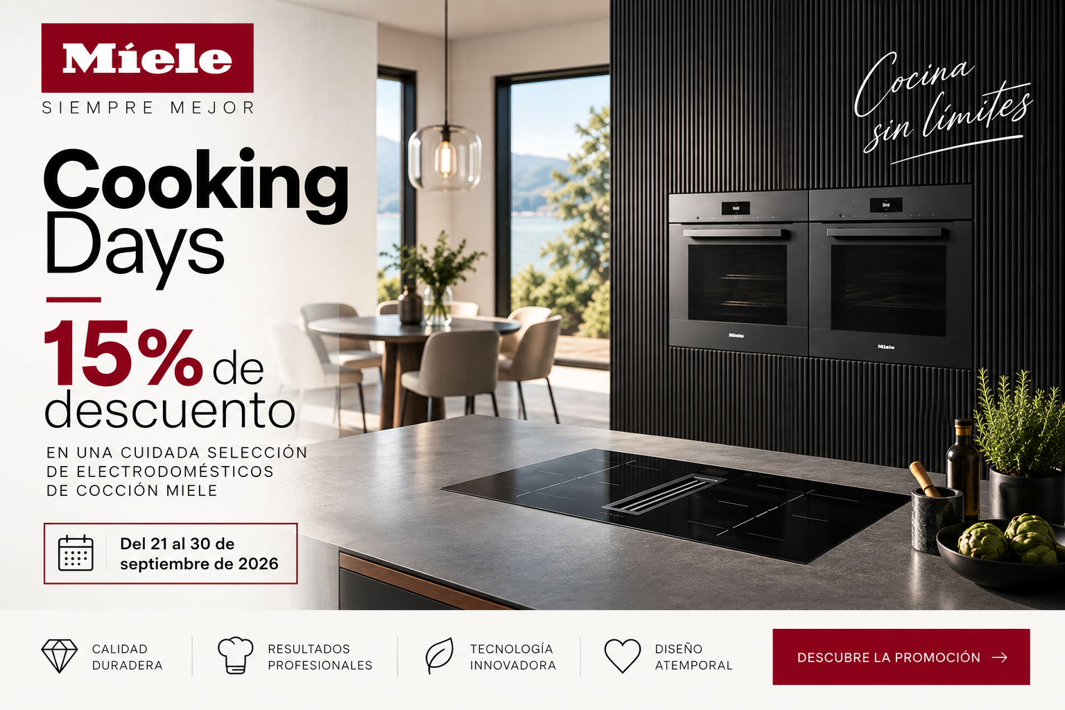 Miele Cooking Days: 15% de descuento en una selección de electrodomésticos de cocción en Iruzubieta