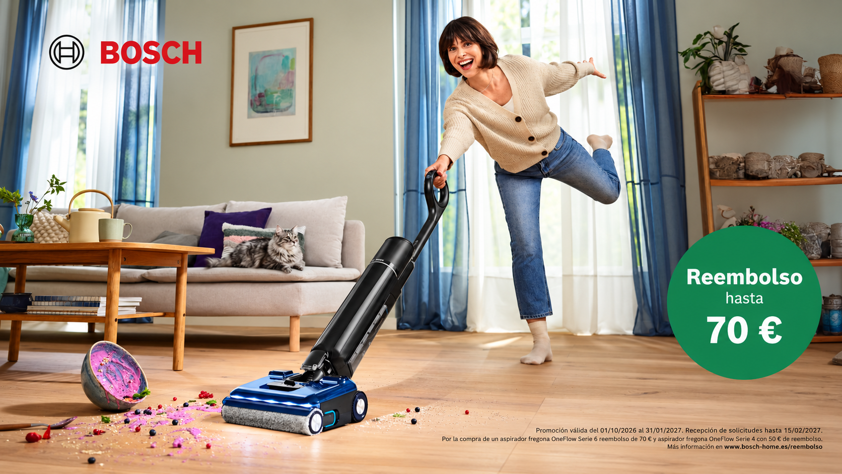 Promoción Bosch OneFlow: hasta 70 € de reembolso en aspiradoras fregona seleccionadas