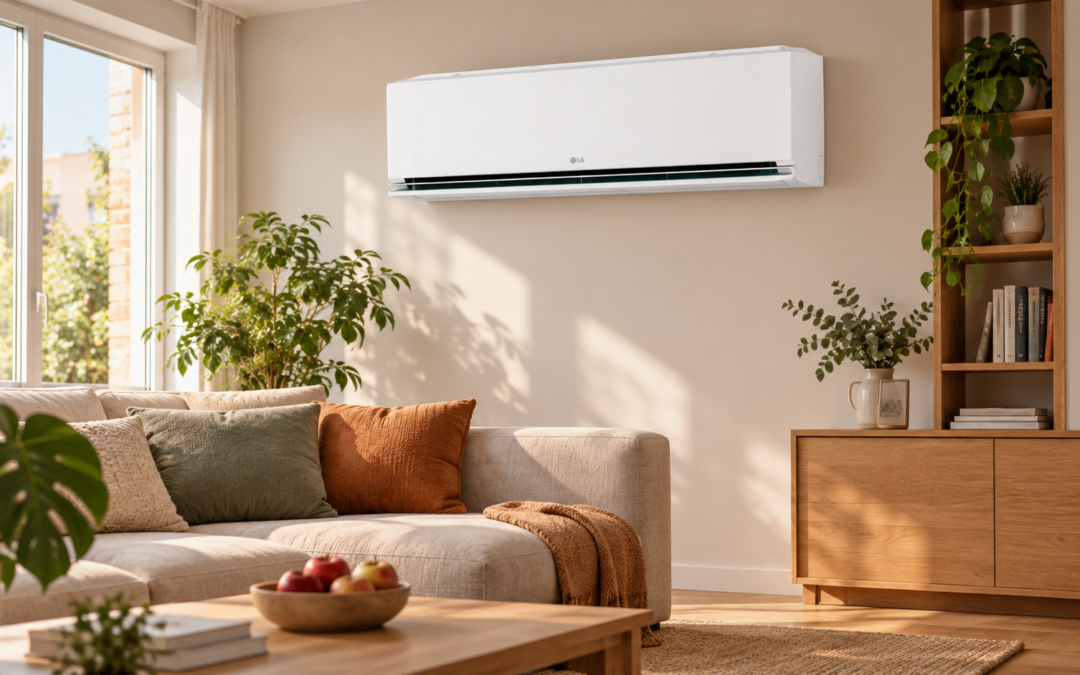 Aire acondicionado LG instalado en un salón luminoso