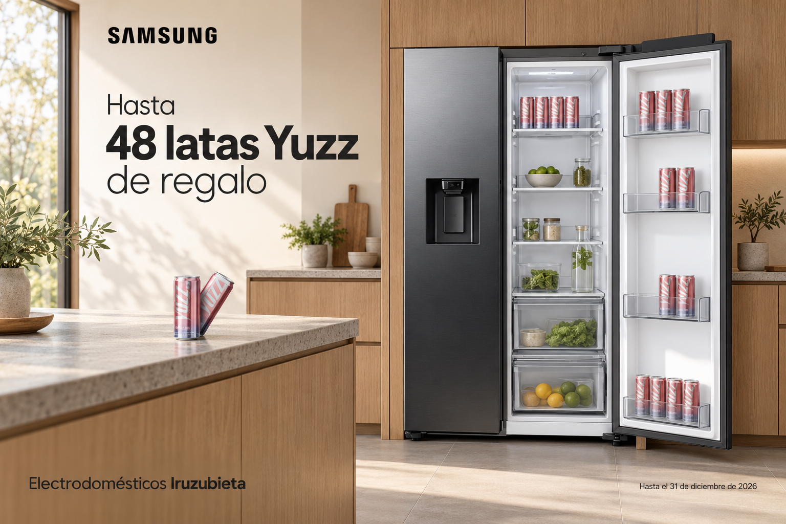 Samsung: hasta 48 latas Yuzz de regalo en Electrodomésticos Iruzubieta hasta el 31 de diciembre de 2026
